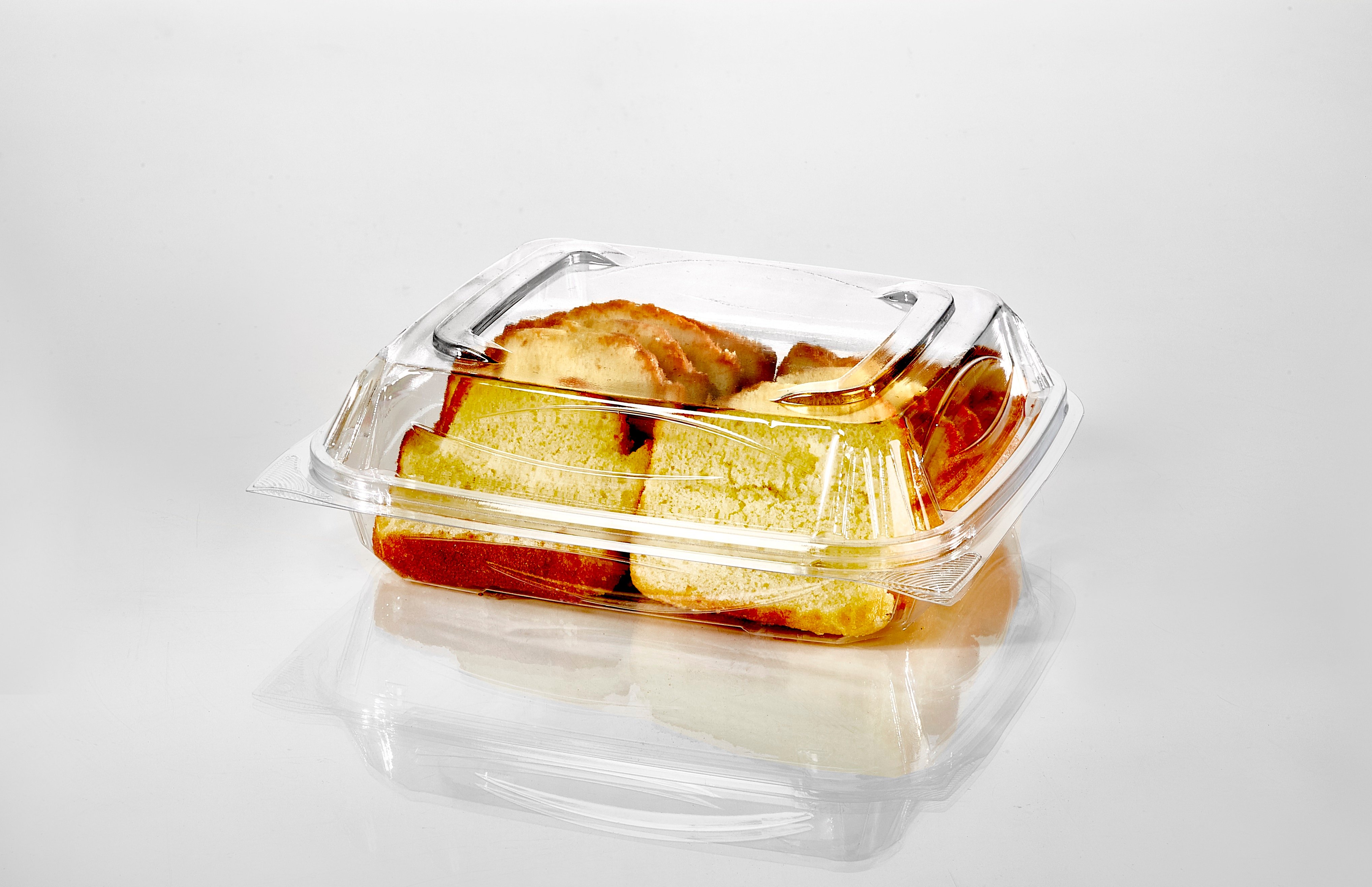 clamshell packaging with bread inside