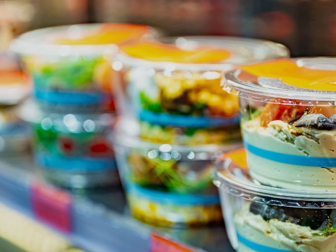 food products on a grocery shelf