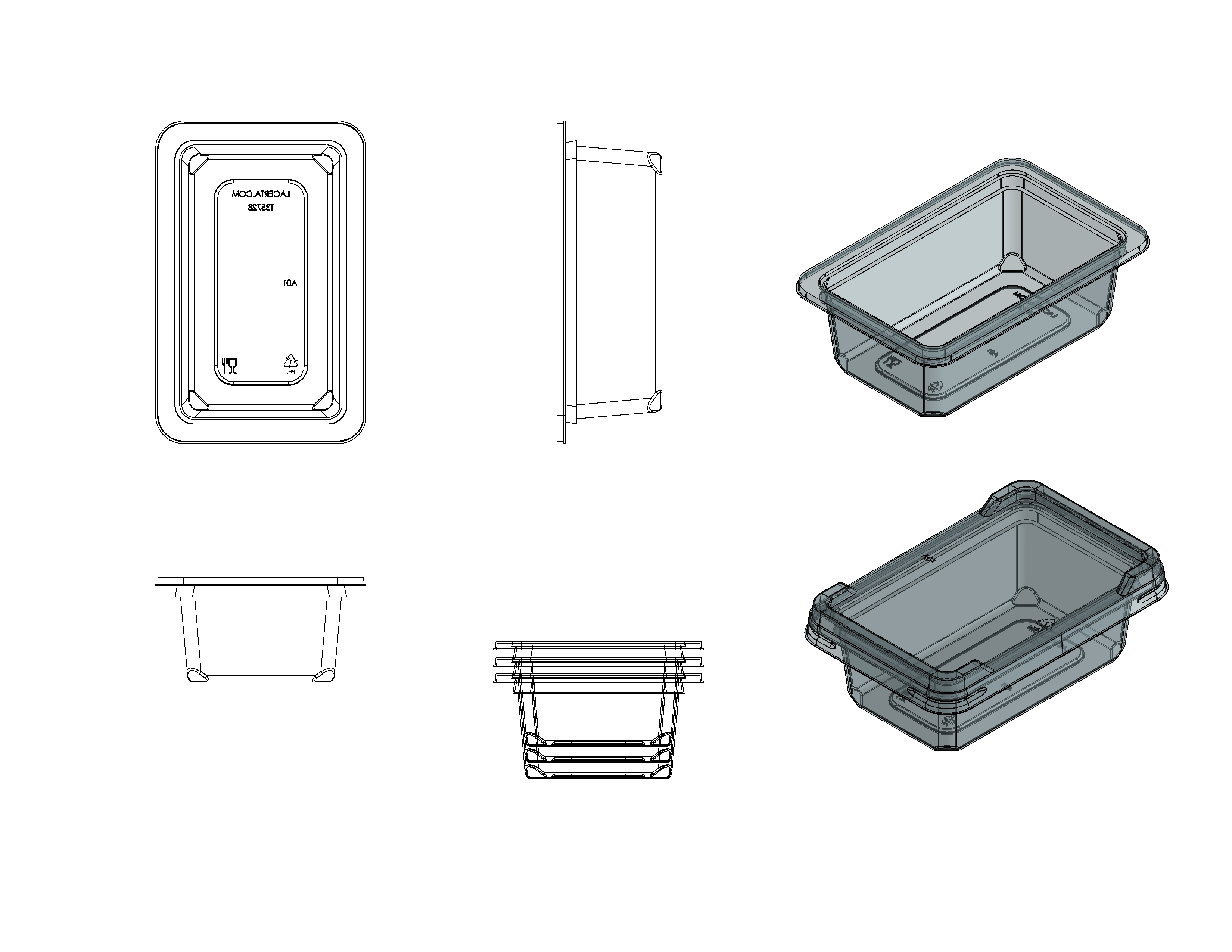 Container, Rectangular 12 oz