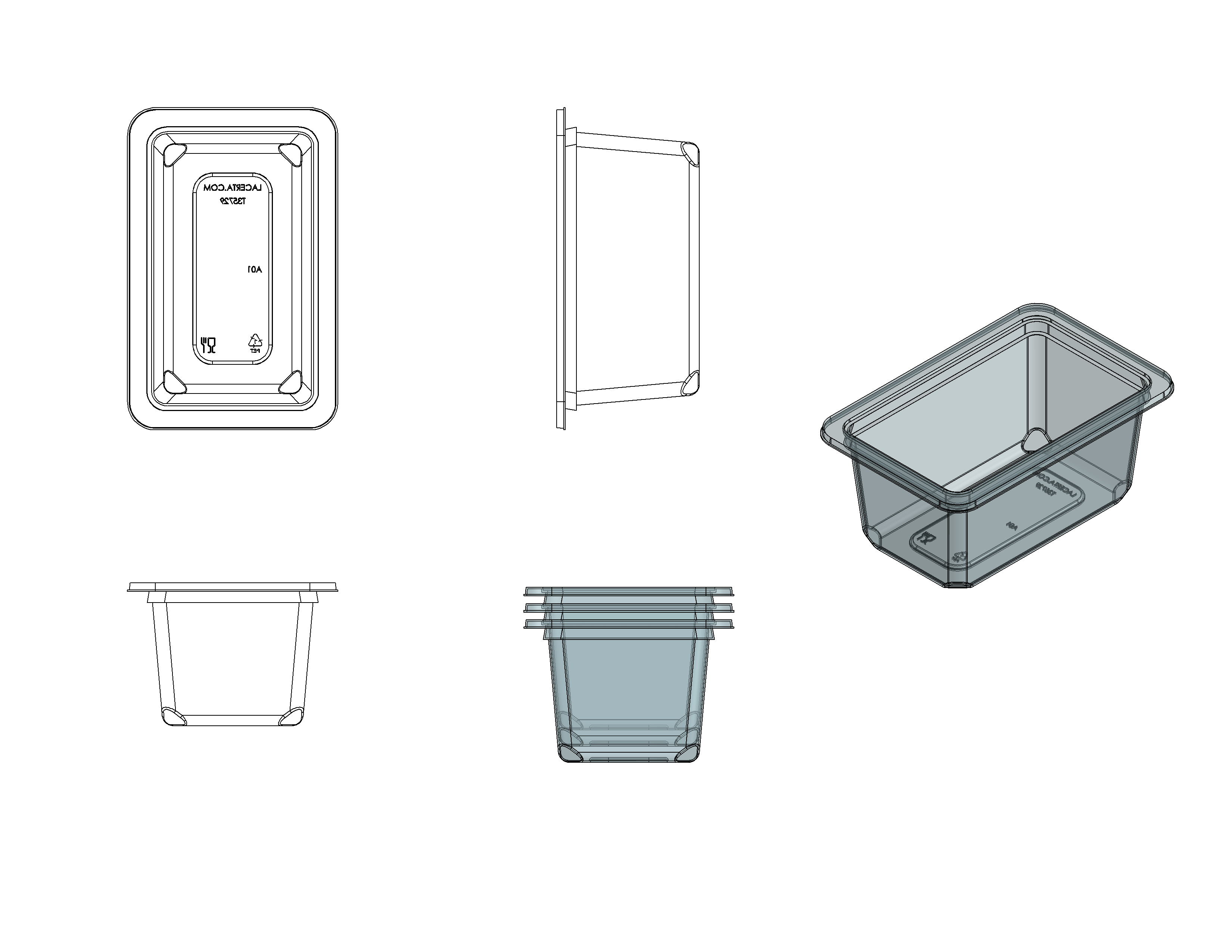 Container, Rectangular 16 oz